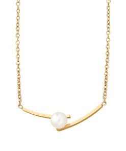 Pearl Bridge Necklace, 18K Gold Plated Steel