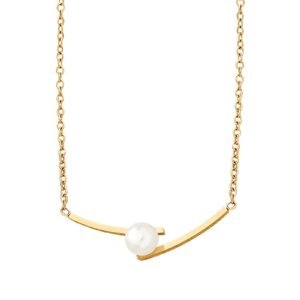 Pearl Bridge Necklace, 18K Gold Plated Steel